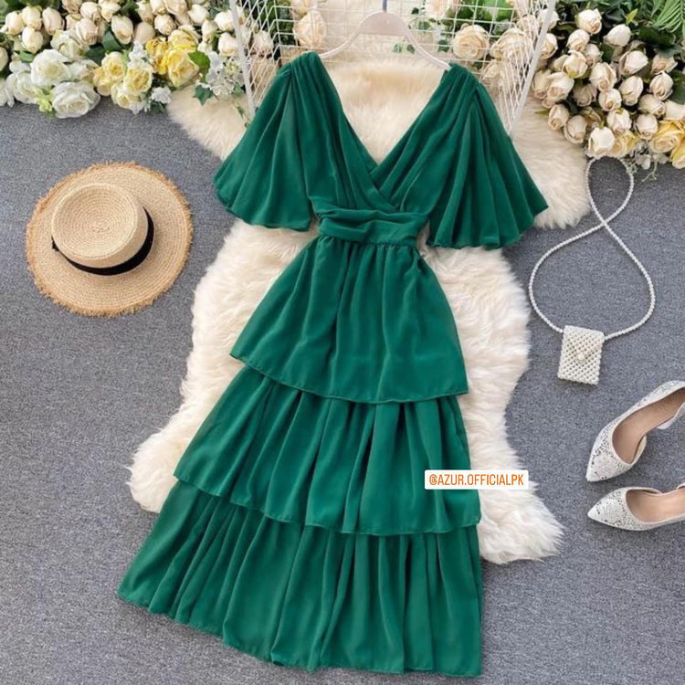 Tiered V-Neck Maxi Dress