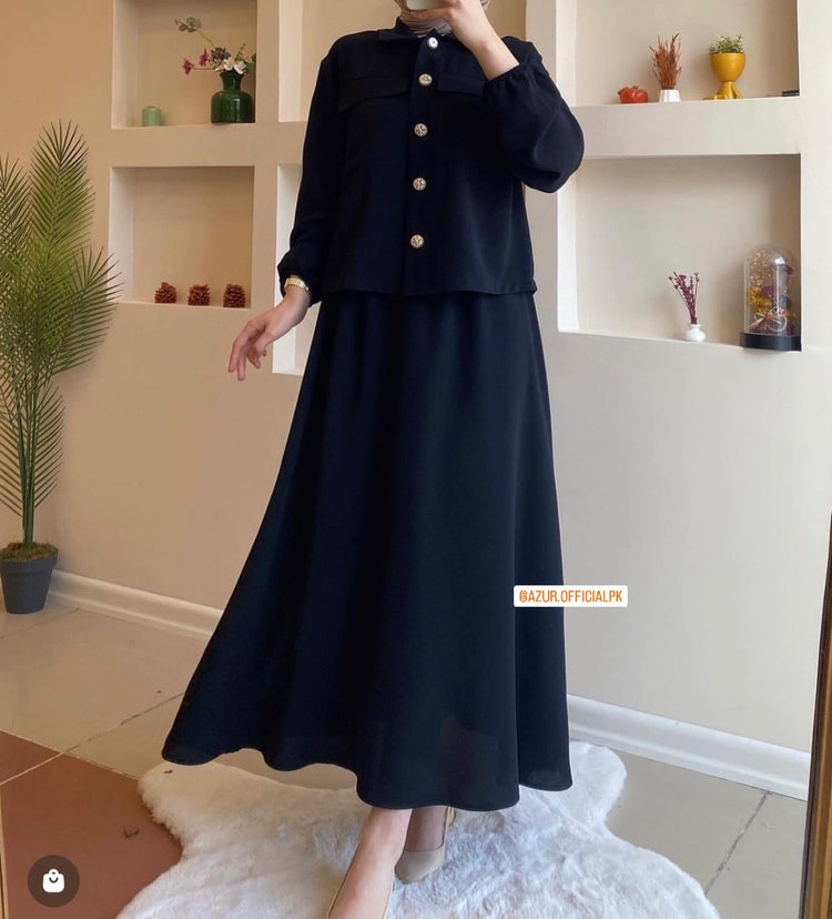 Chic Button-Down Shirt & Flowy Skirt Set