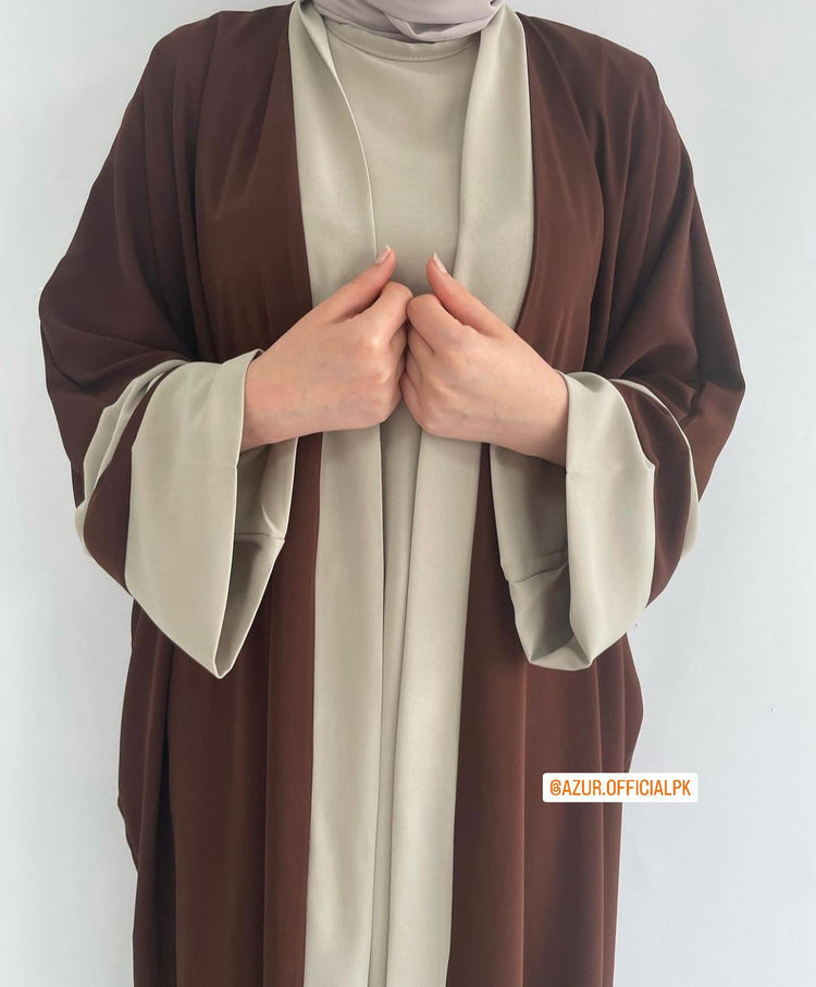 Elegant Two-Tone Abaya Set in Double Georgette