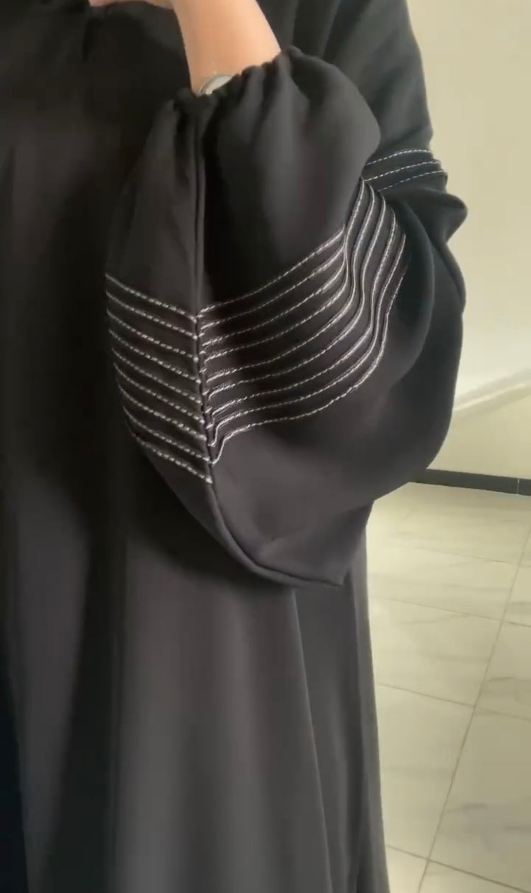 Classic Black Abaya with Sleeve Details
