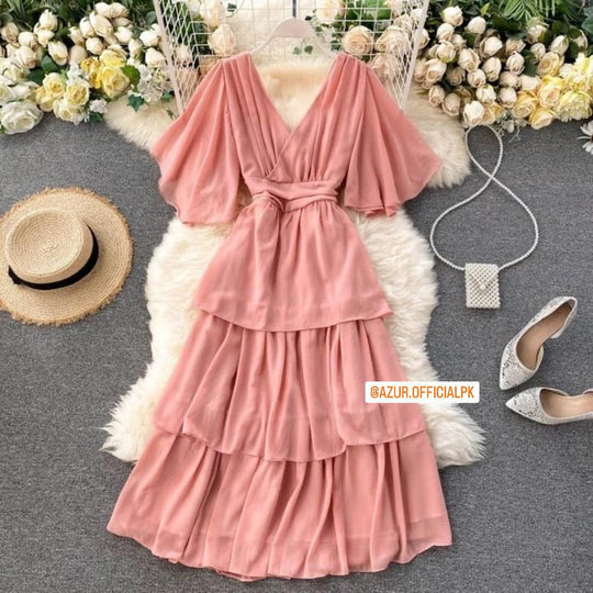 Tiered V-Neck Maxi Dress