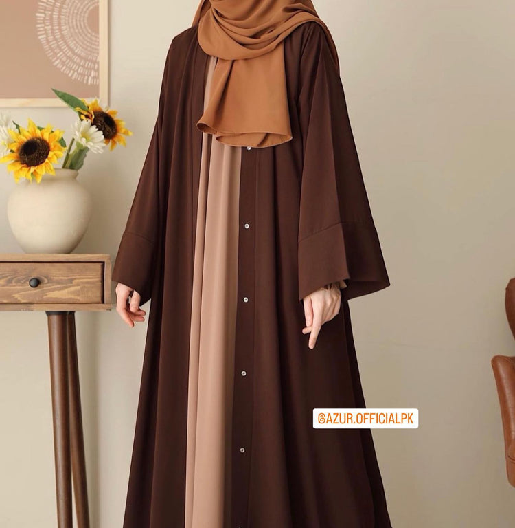 Elegant Double Georgette Contrast Abaya Set