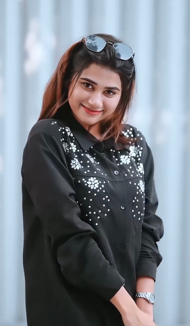 Embellished Double Georgette Shirt & Trousers Set