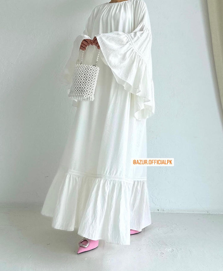 Ruffle Sleeve Linen Maxi Dress