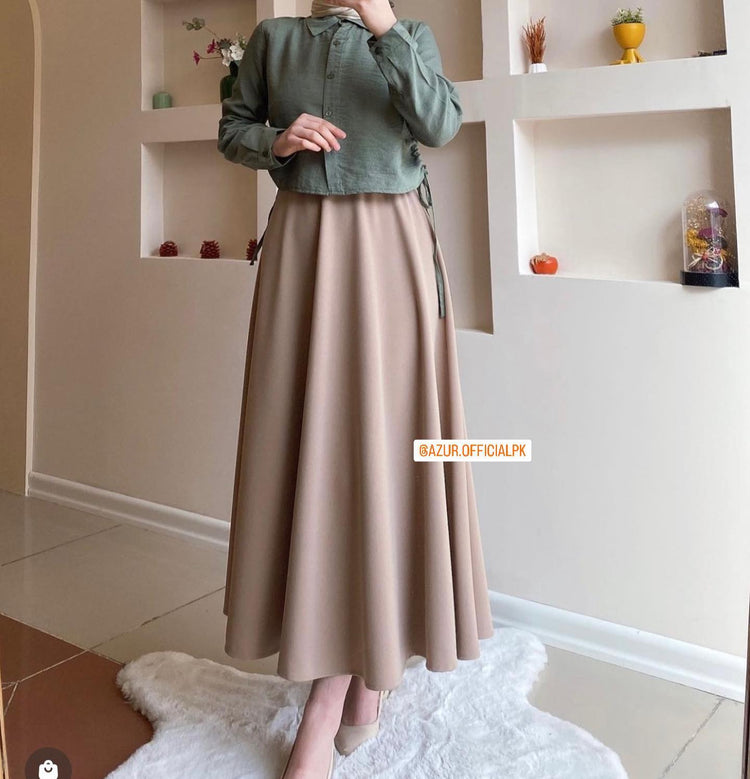 Classic Button-Up Shirt & Flowing Skirt Set
