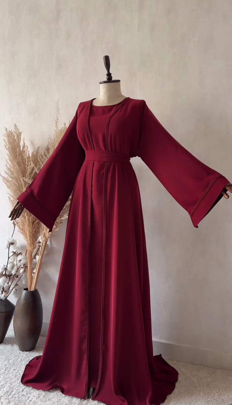 Elegant Open Front Abaya Set – Double Georgette