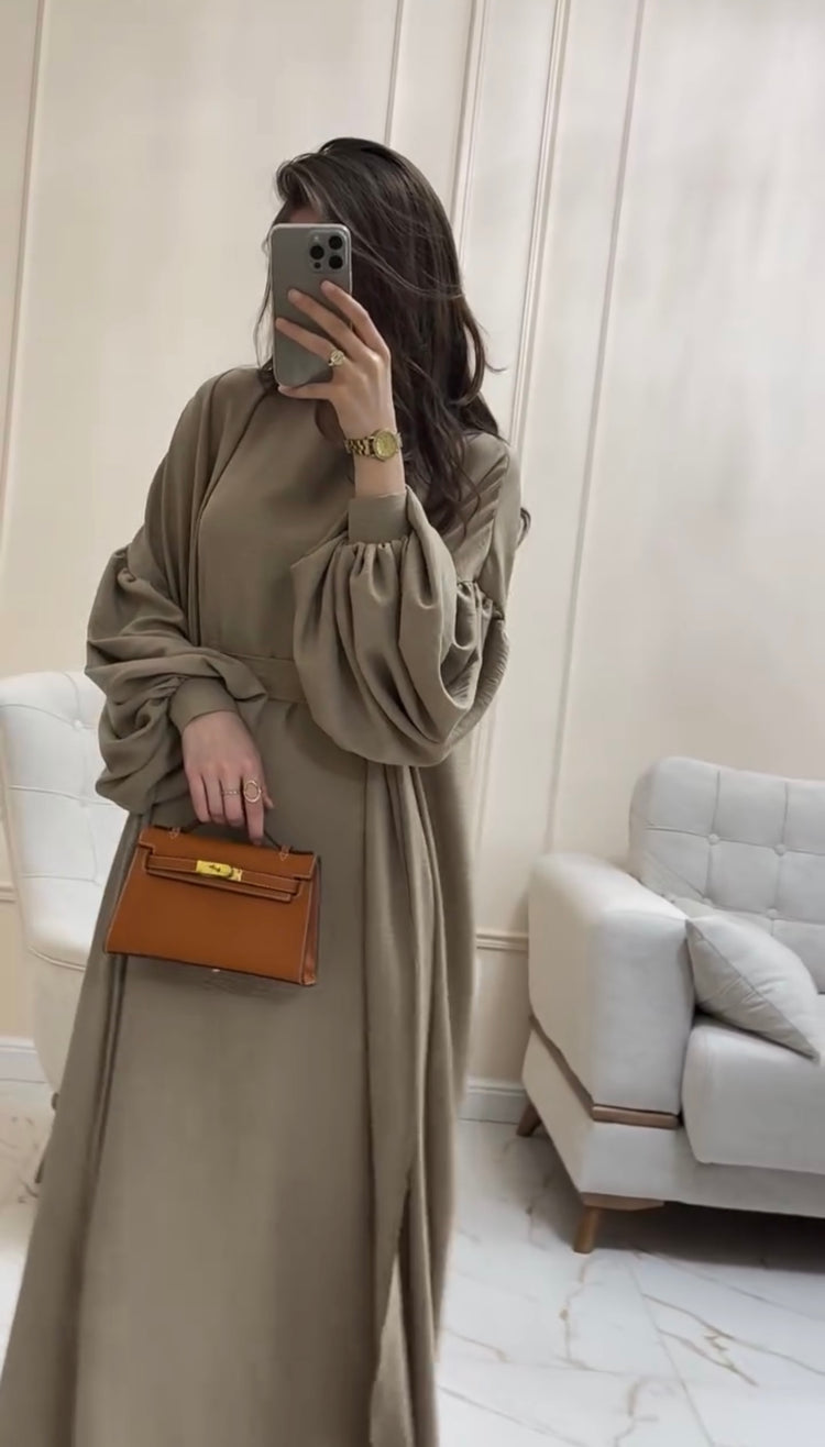 Elegant Double Georgette Maxi Dress with Cape
