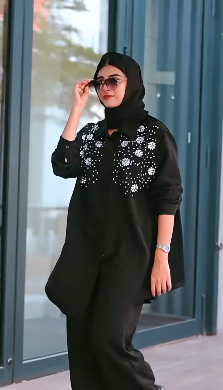 Embellished Double Georgette Shirt & Trousers Set