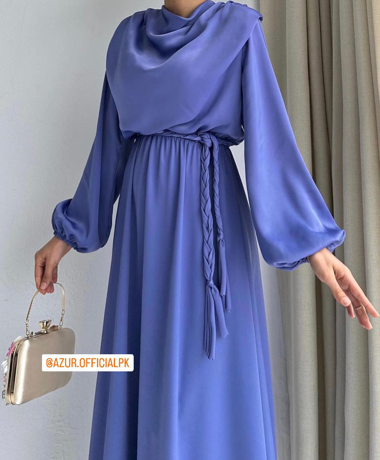 Elegant Drape Neck Double Georgette Dress
