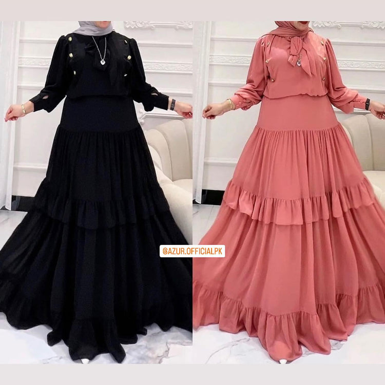 Flairy Tiered Abaya with Ruffles