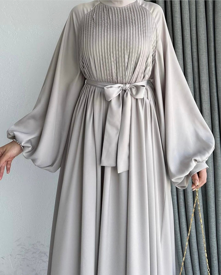 Pleated Waist Tie Maxi Abaya