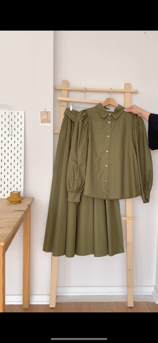 Elegant Cotton Shirt & Skirt Set