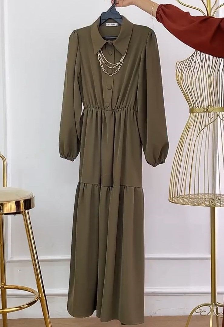Elegant Tiered Maxi Dress – Double Georgette