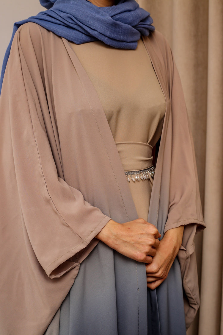 Ombre Elegance Georgette Dress with Cape