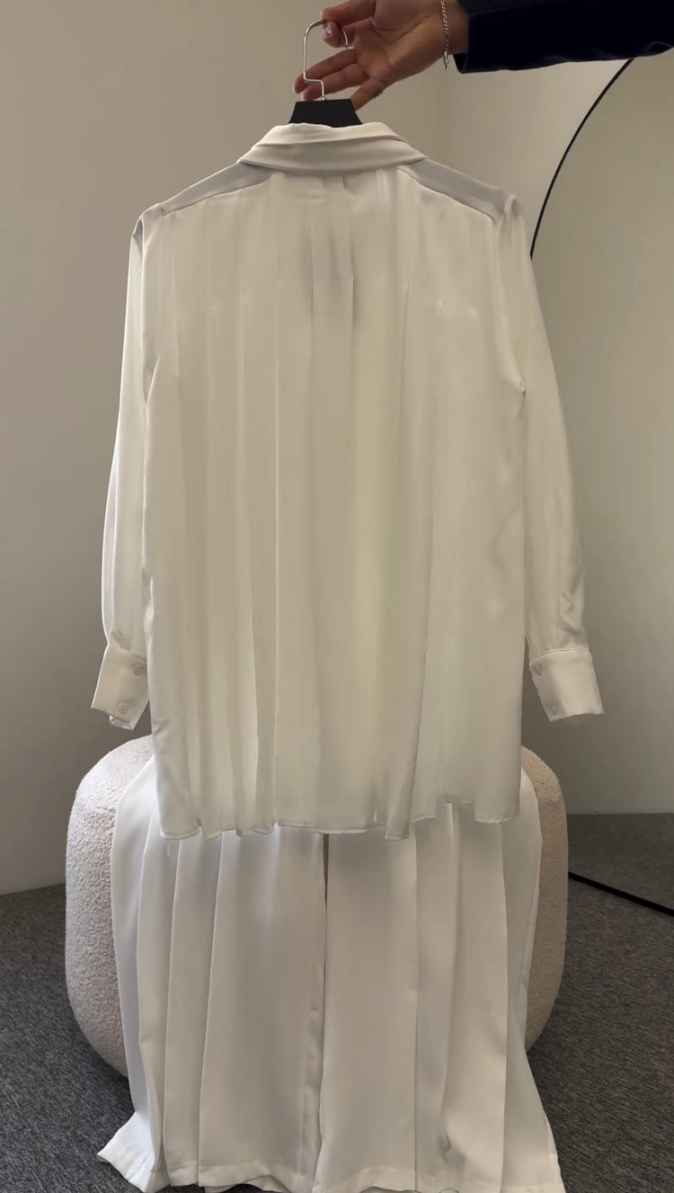 Elegant Pleated Back Shirt & Trousers Set