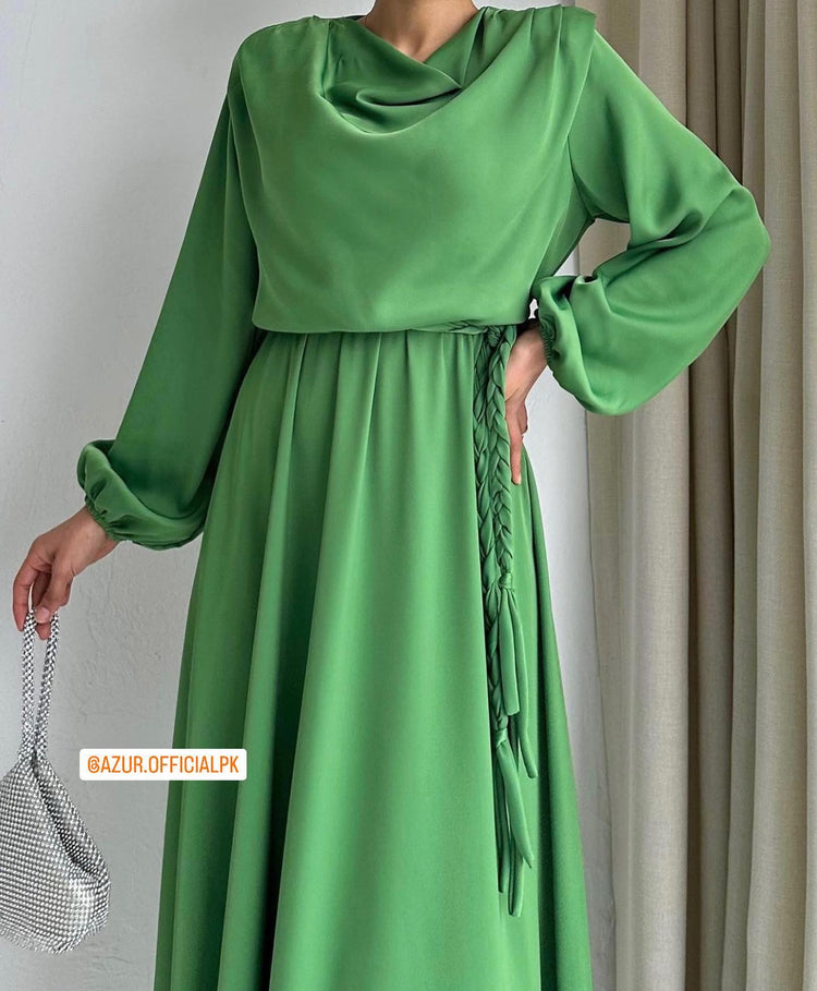 Elegant Drape Neck Double Georgette Dress