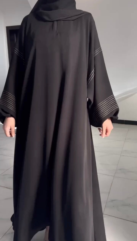Classic Black Abaya with Sleeve Details