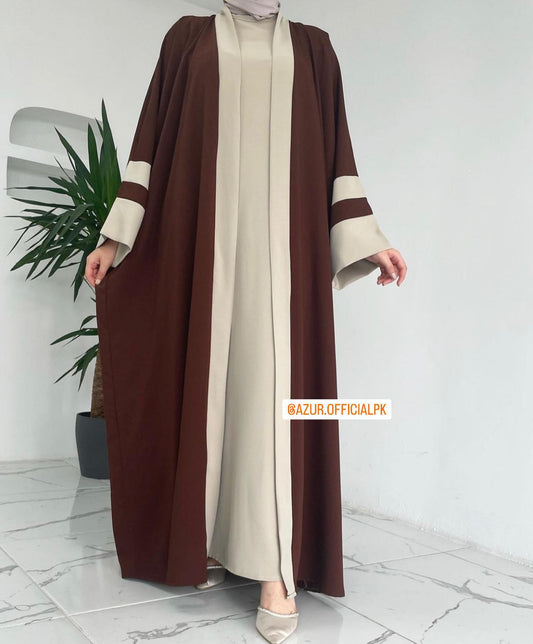 Elegant Two-Tone Abaya Set in Double Georgette
