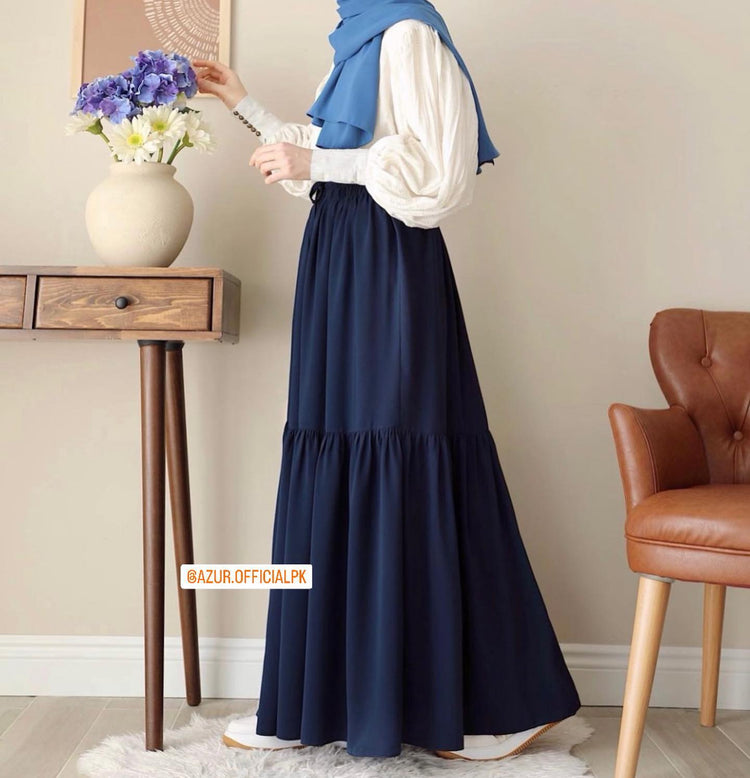 Elegant Irish Cotton Shirt & Double Georgette Skirt Set