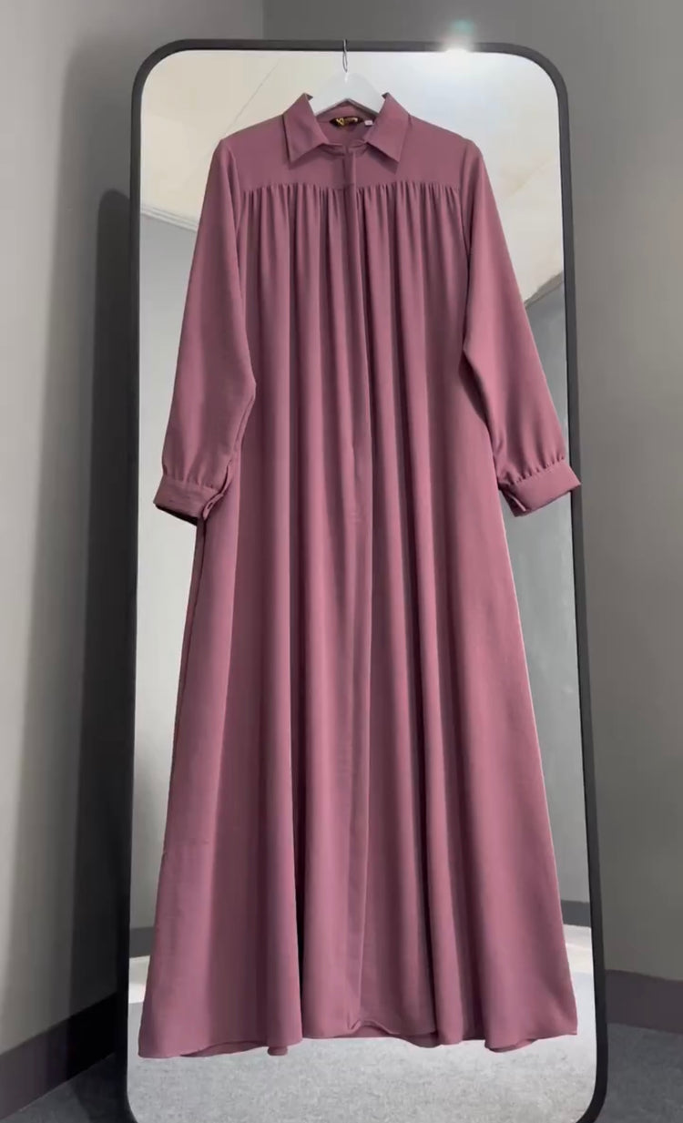 Gathered Yoke Shirt Abaya – Double Georgette