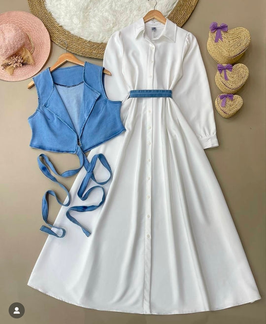 Chic Cotton & Denim Dress Set