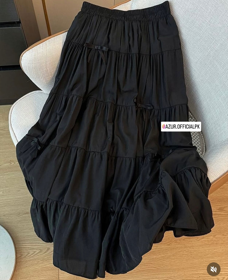 Tiered Linen Maxi Skirt