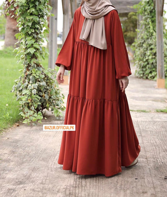 Tiered Double Georgette Abaya