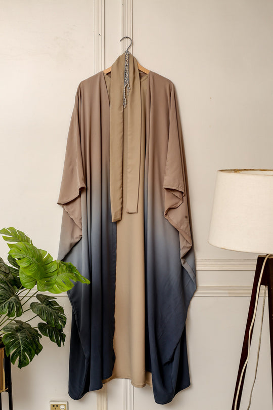 Ombre Elegance Georgette Dress with Cape