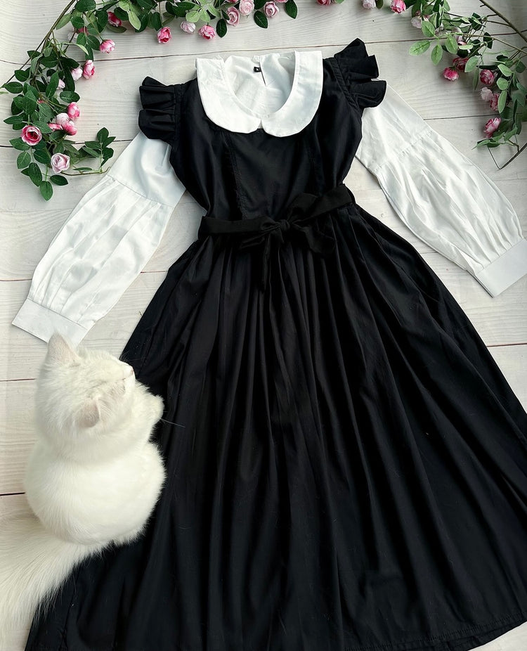 Chic Cotton Dress with White Shirt