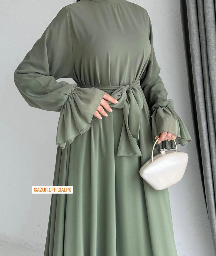 Ruffle Hem Flared Dress