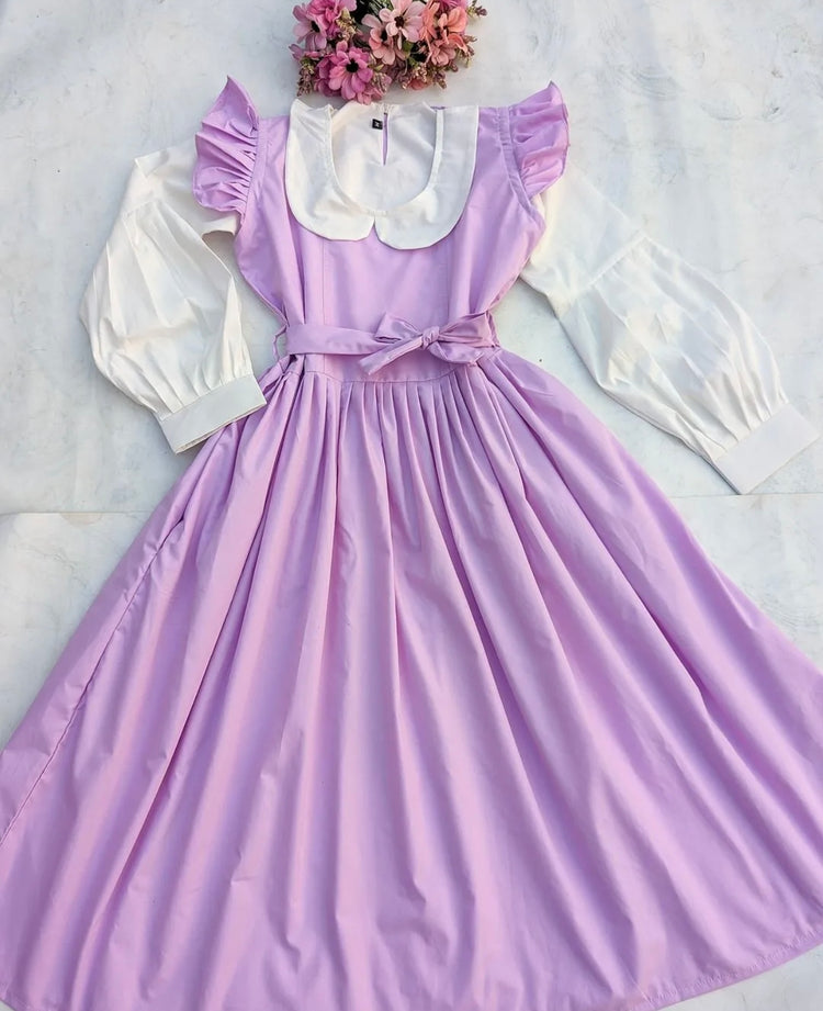 Lavender Cotton Dress Set – Classic Charm with a Modern Touch