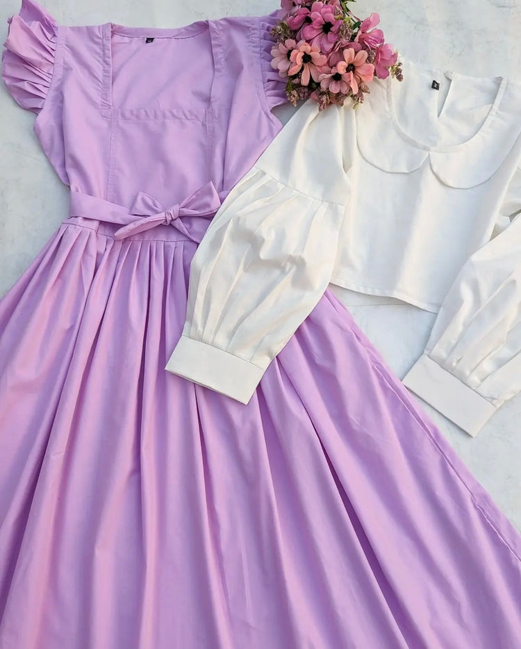 Lavender Cotton Dress Set – Classic Charm with a Modern Touch