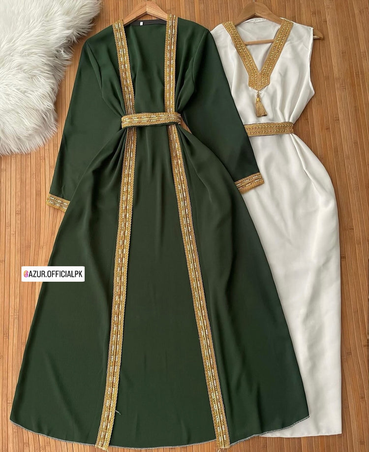 Lace Trimmed Elegance Abaya Set