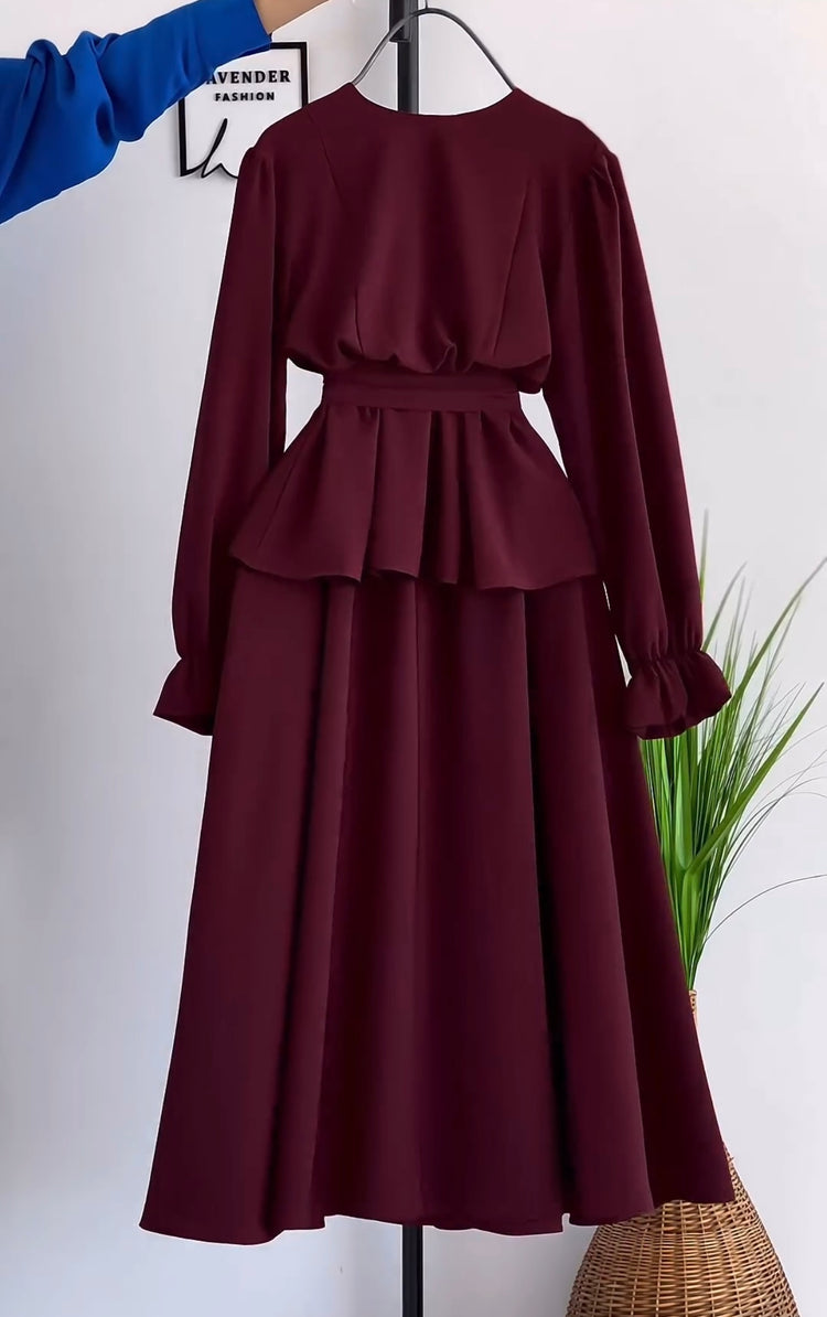 Double Georgette Peplum Shirt & Skirt Set