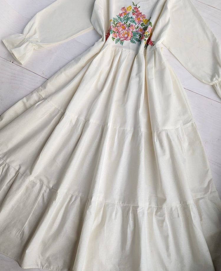 Floral Elegance Double Georgette Maxi Dress