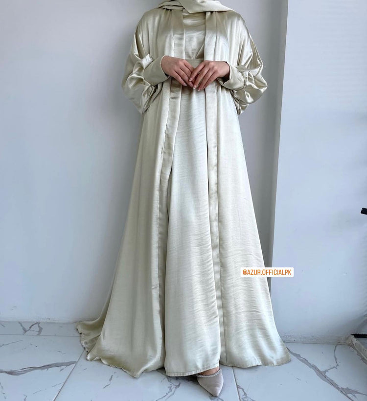 Elegant Champagne Silk Gown Set