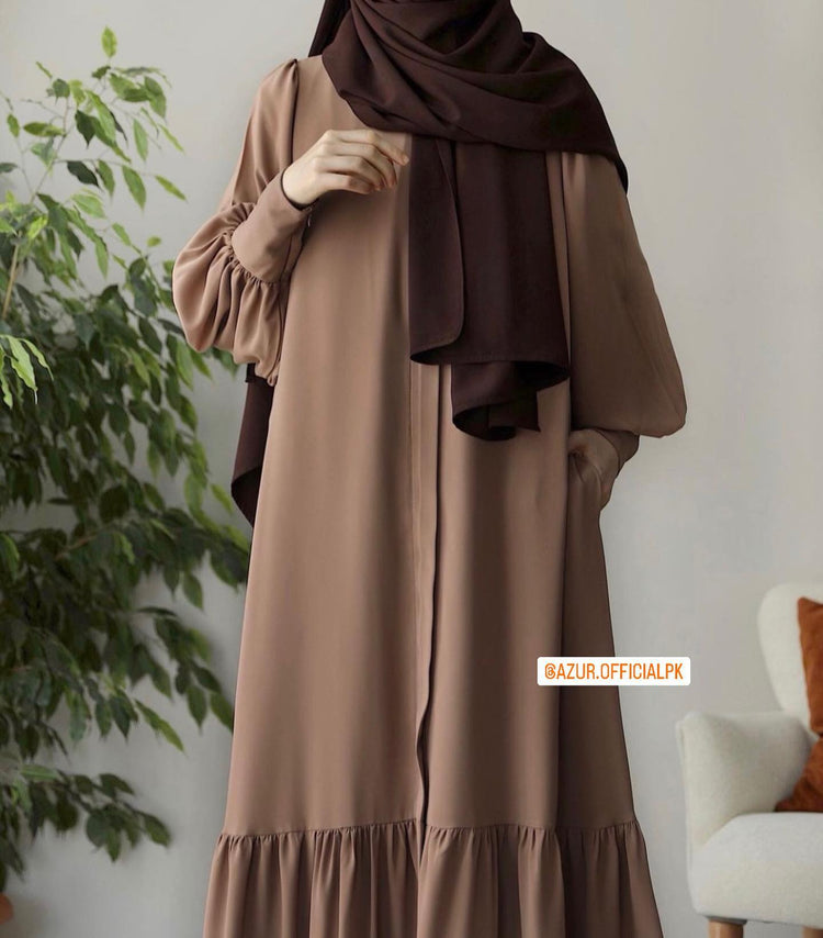 Button Down Abaya with Frill