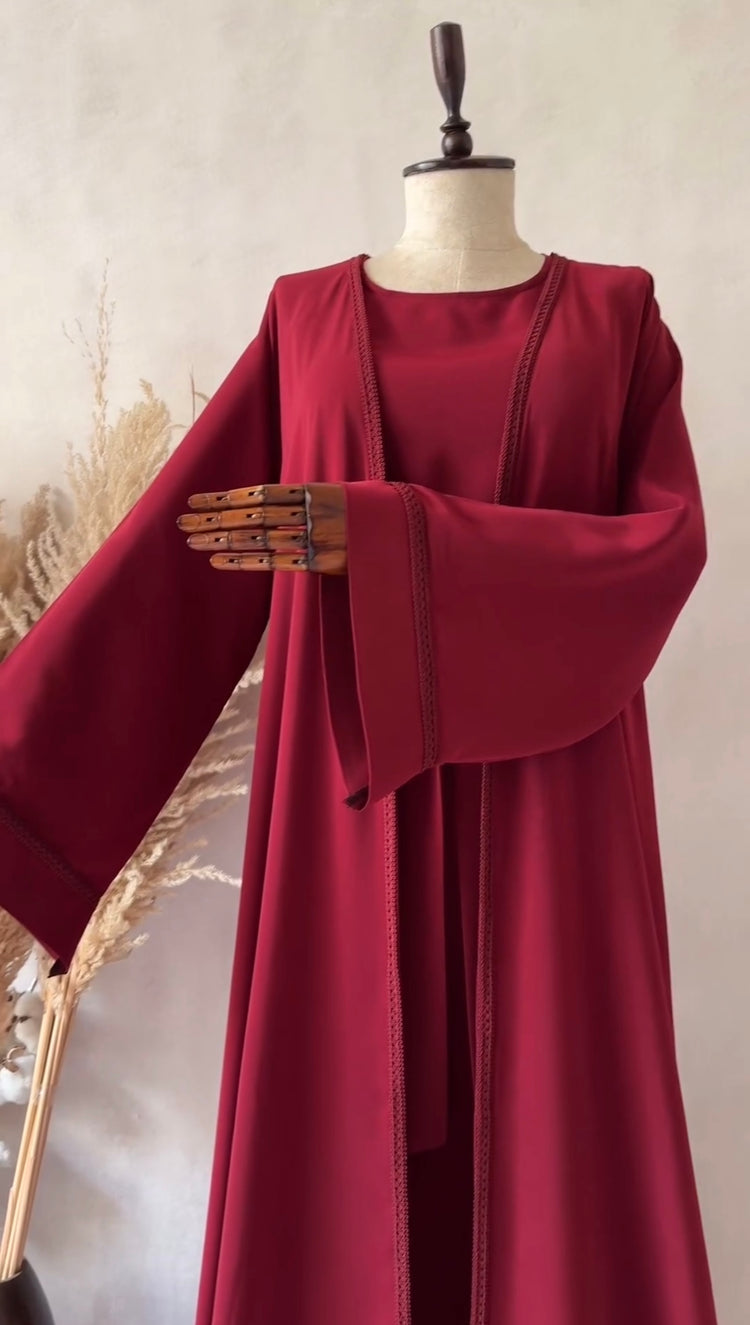 Elegant Open Front Abaya Set – Double Georgette