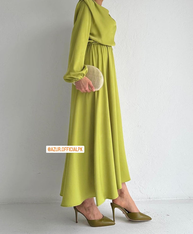 Elegant Drape Neck Double Georgette Dress