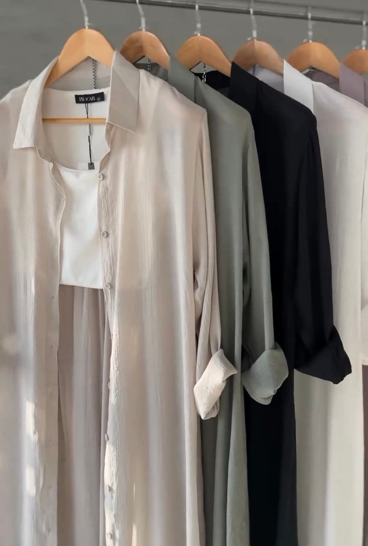 Effortless Linen Ensemble – Shirt, Trousers & Gown