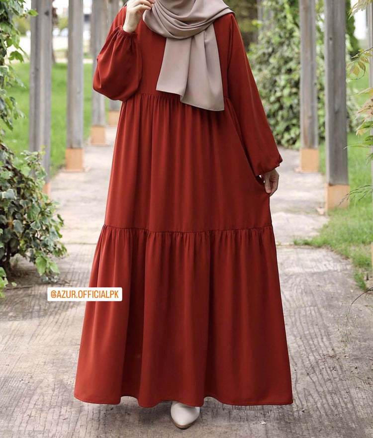 Tiered Double Georgette Abaya