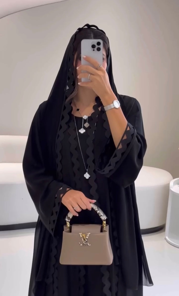 Black Lace Abaya Set – Double Georgette Inner & Gown