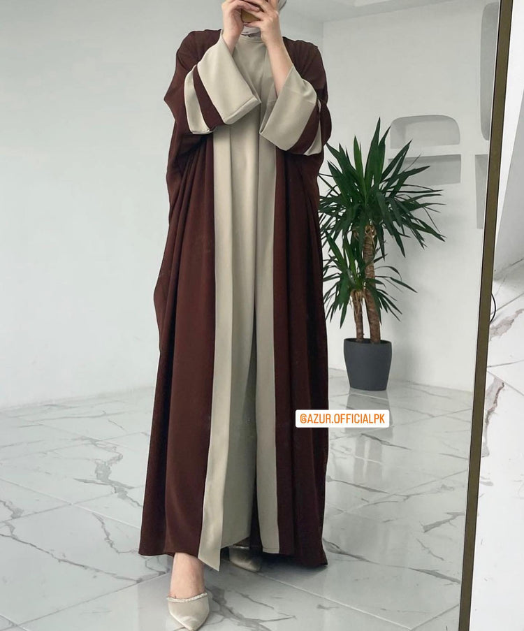 Elegant Two-Tone Abaya Set in Double Georgette