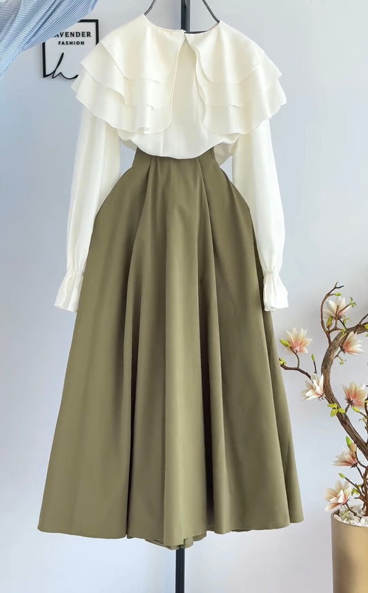 Layered Elegance Cotton Shirt & Skirt Set