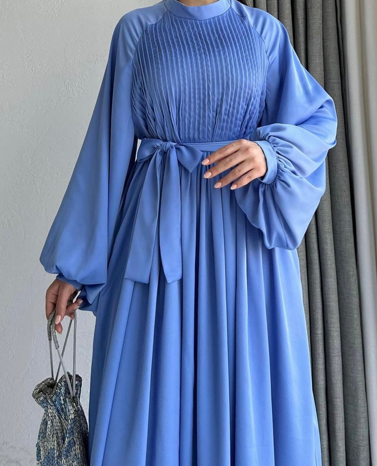 Pleated Waist Tie Maxi Abaya