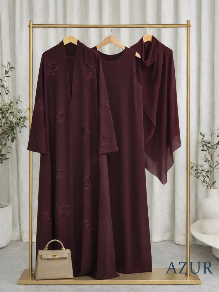 Embroidered Open Gown with Inner – Double Georgette