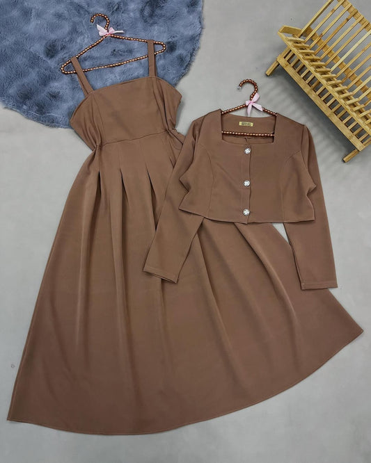 Elegant Two-Piece Flare Dress Set – Double Georgette