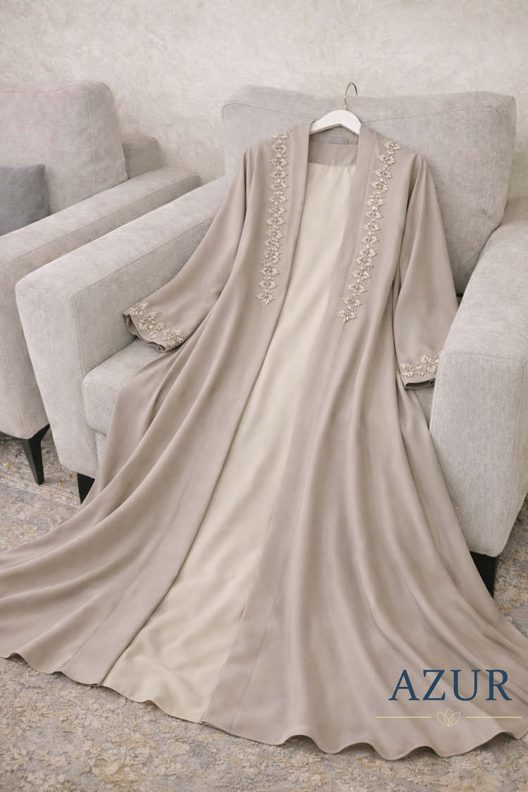 Pearl & Crystal Embroidered Abaya