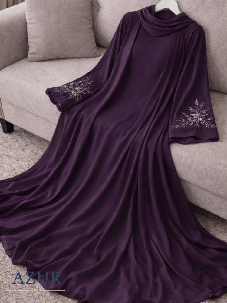 Embroidered Sleeve Inner & Gown Abaya Set