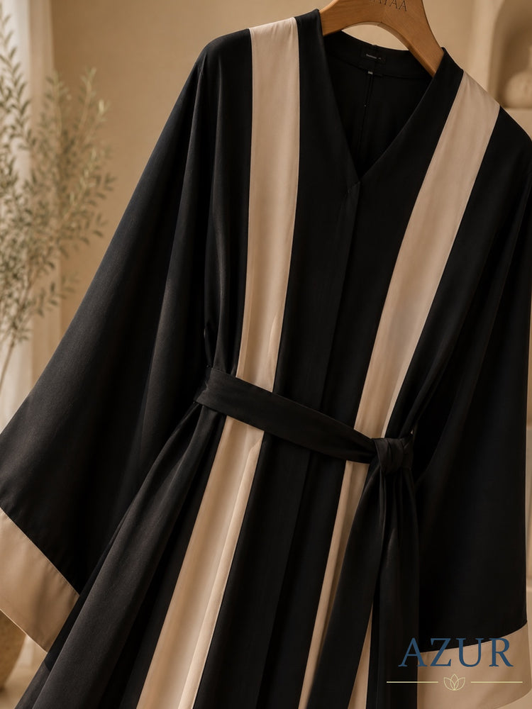 Noir Contrast Panel Abaya